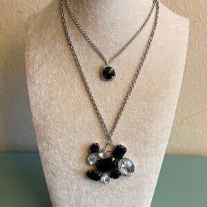 Layered Black & Clear Rhinestone Necklace Set | Lightweight Costume Jewelry